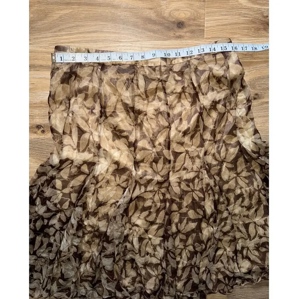 Lafayette 148 New York brown floral 100% silk skirt - size 10
